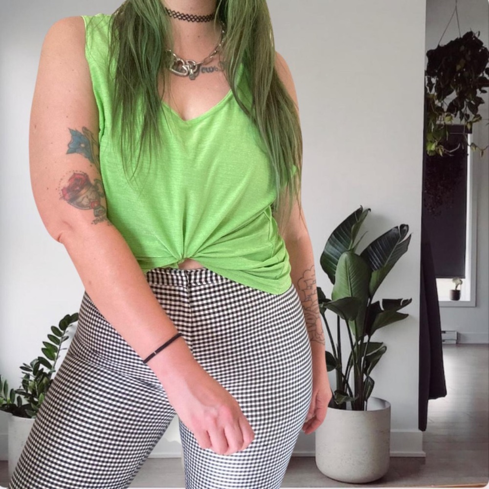 Vintage 90s Lime Boxy Plus Lightweight Tank Neon Green 3X